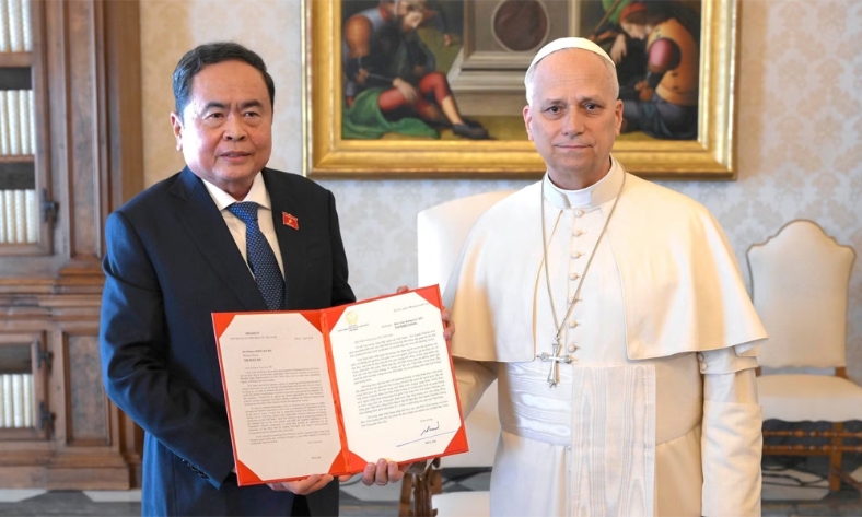  Chủ tịch Quốc hội Trần Thanh Mẫn tiếp kiến Giáo hoàng Leo XIV